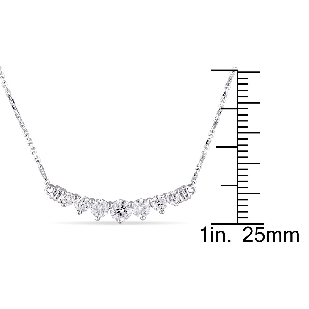 Diamond Bar Necklace 3/4 ct tw Round 14K White Gold 17\" kxosSFw9