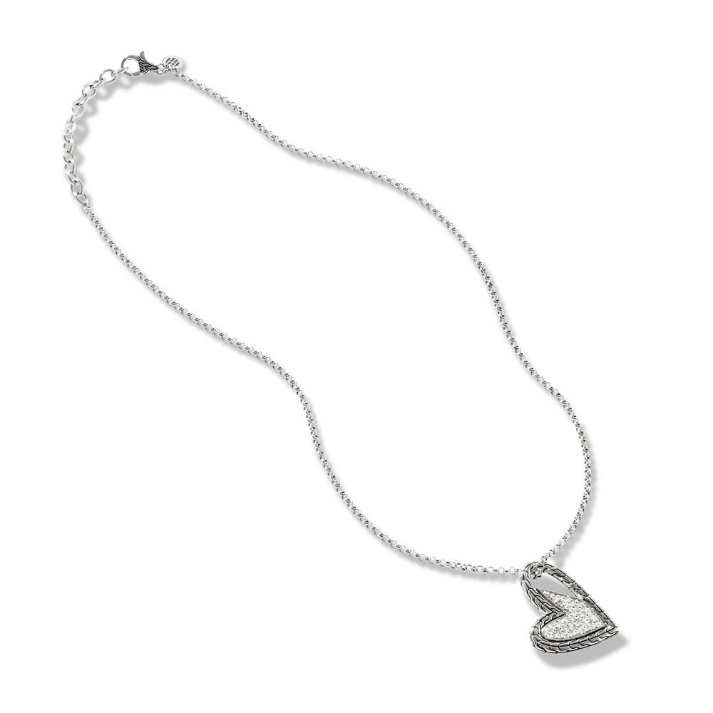 John Hardy Diamond Classic Chain Pendant Necklace 3/8 ct tw Round Sterling Silver 16" kyHbc5Ih