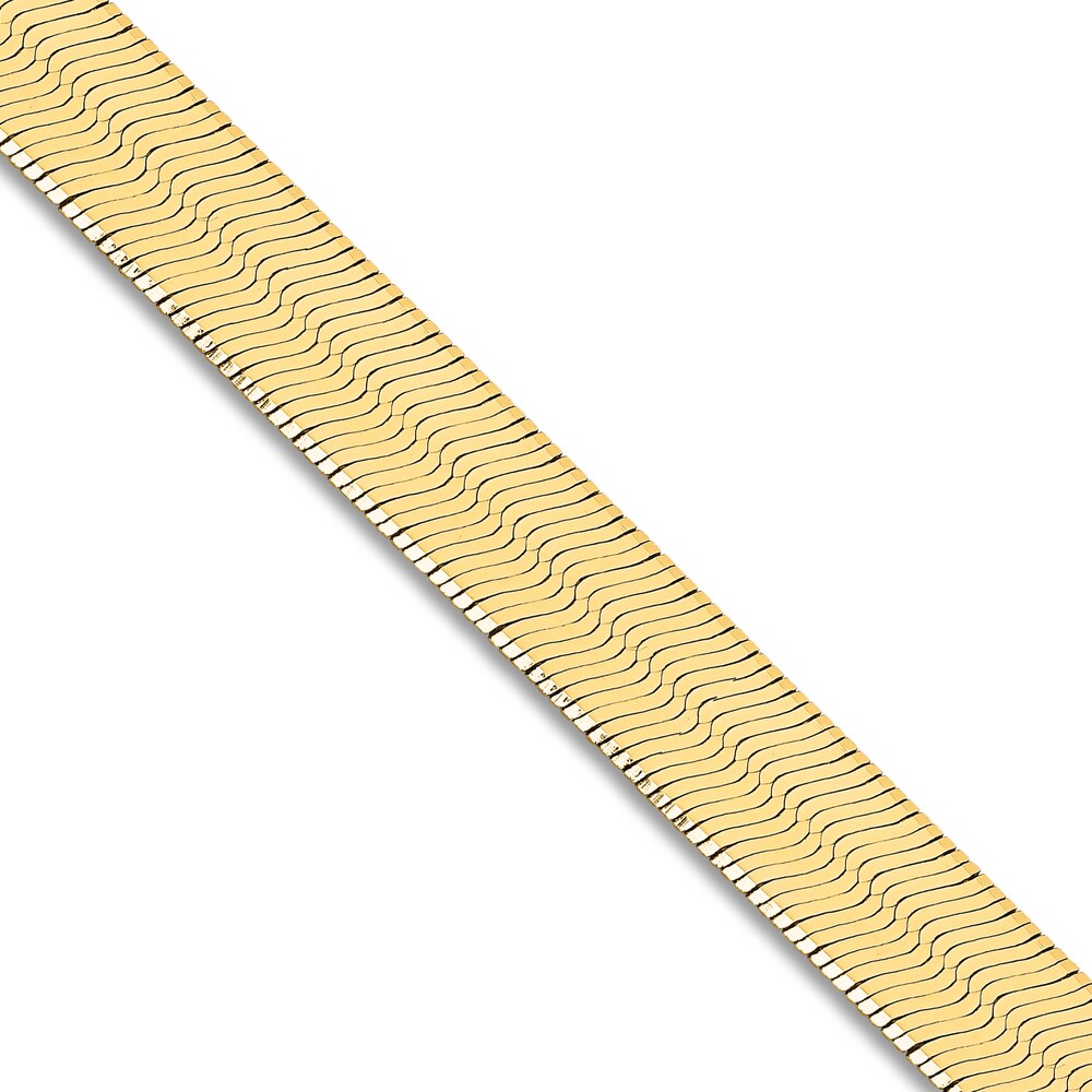 Herringbone Chain Necklace 14K Yellow Gold 18" 10mm kzl1XrUj