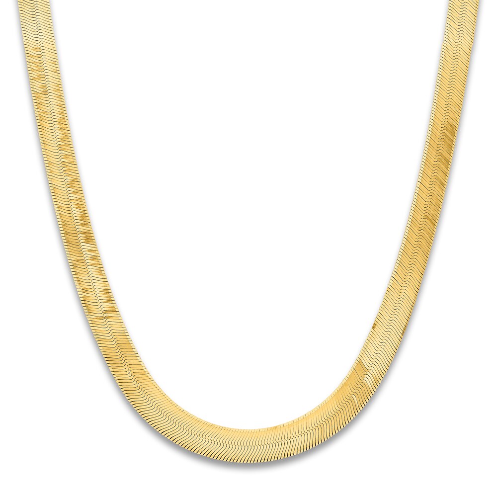 Herringbone Chain Necklace 14K Yellow Gold 18\" 10mm kzl1XrUj