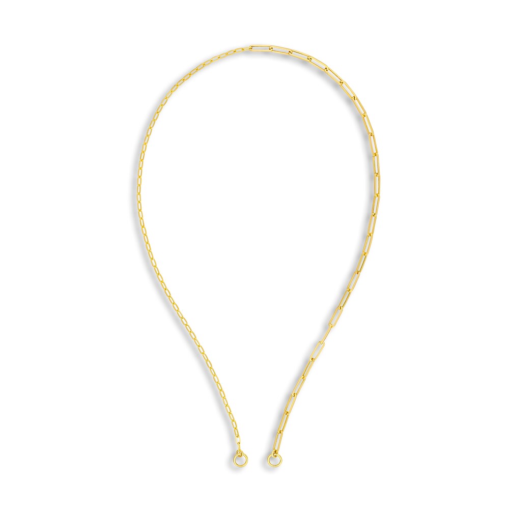 Paperclip Split Chain Necklace 14K Yellow Gold 20" l0IlQXpw