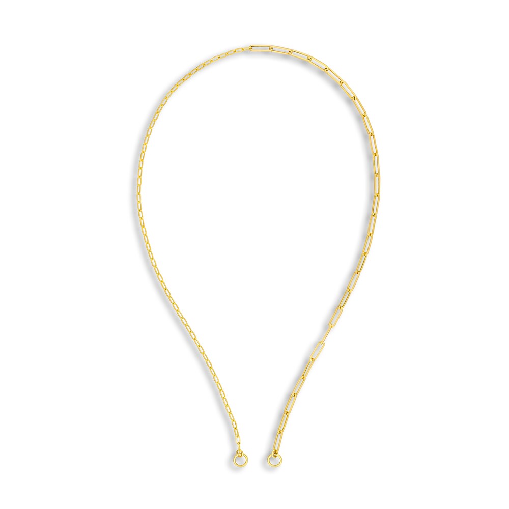 Paperclip Split Chain Necklace 14K Yellow Gold 20\" l0IlQXpw