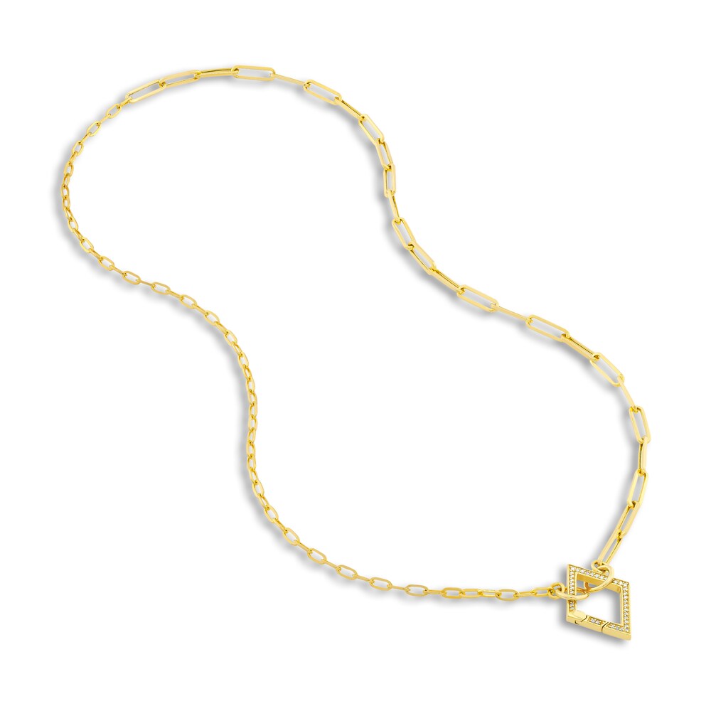 Paperclip Split Chain Necklace 14K Yellow Gold 20\" l0IlQXpw