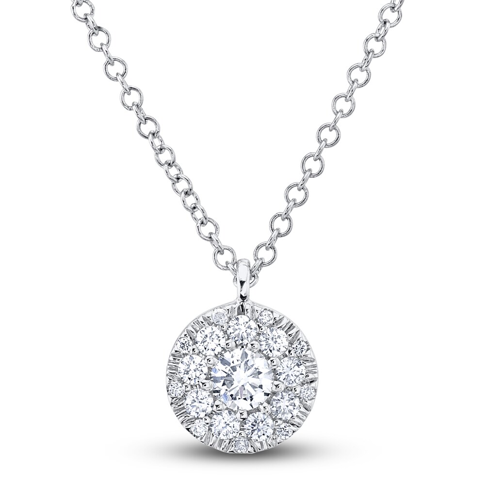 Shy Creation Diamond Cluster Necklace 1/5 ct tw Round 14K White Gold 18\" SC22008078 l2ggVyuM