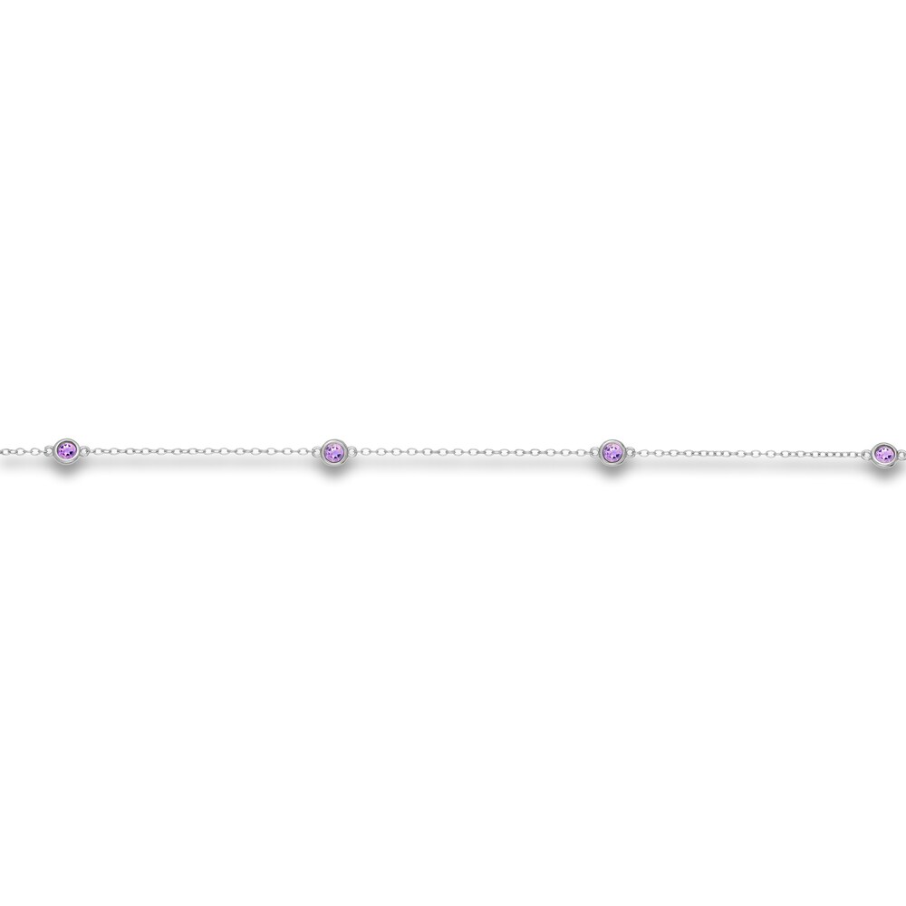 Natural Amethyst Station Necklace Sterling Silver 18\" l3prufeo