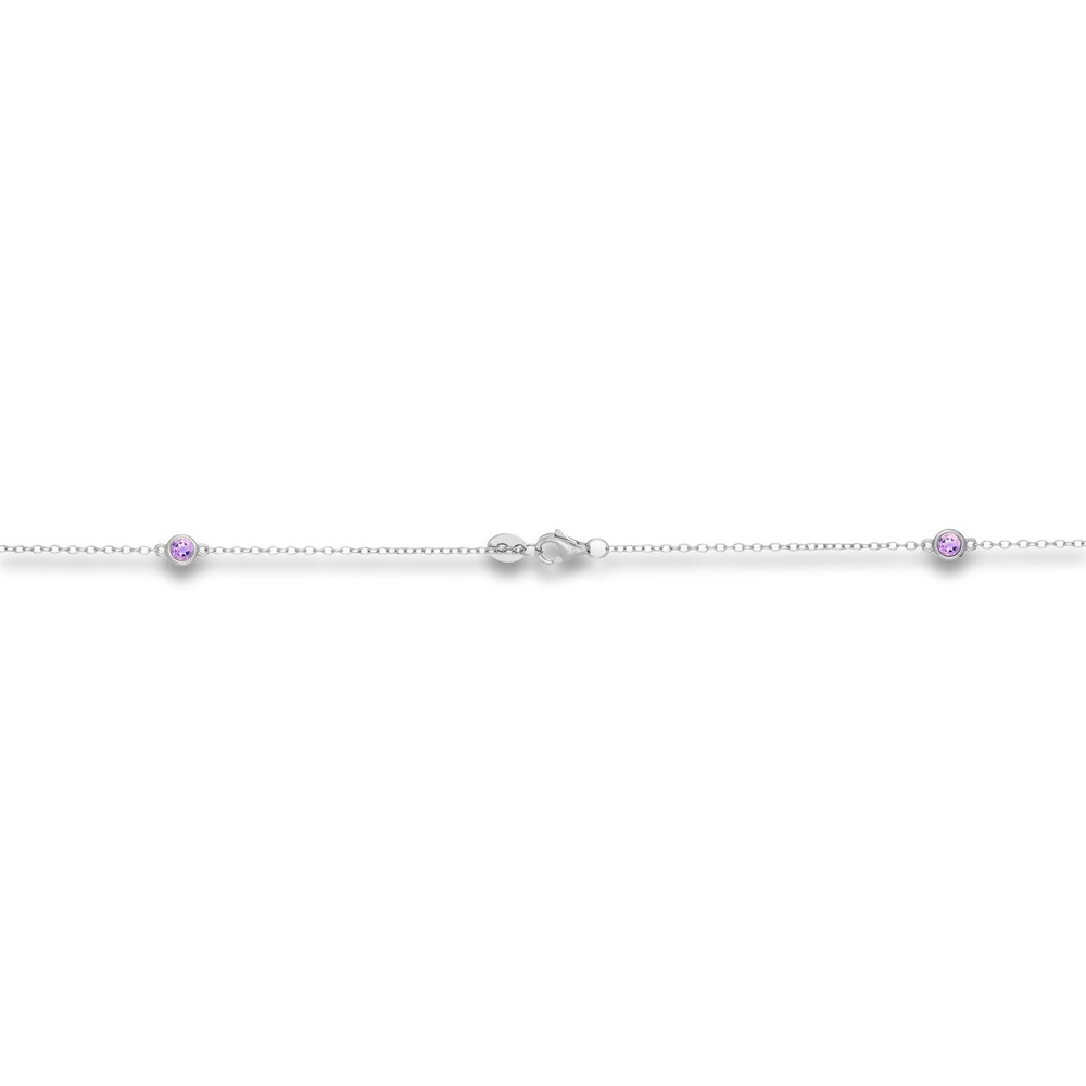 Natural Amethyst Station Necklace Sterling Silver 18\" l3prufeo