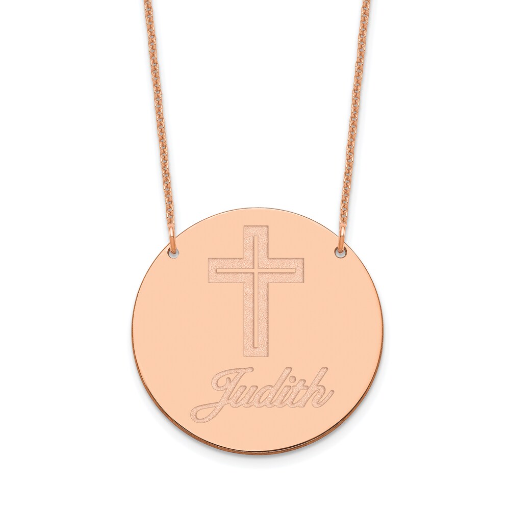 Image/Text Disk Necklace 14K Rose Gold l9y2Ff5k