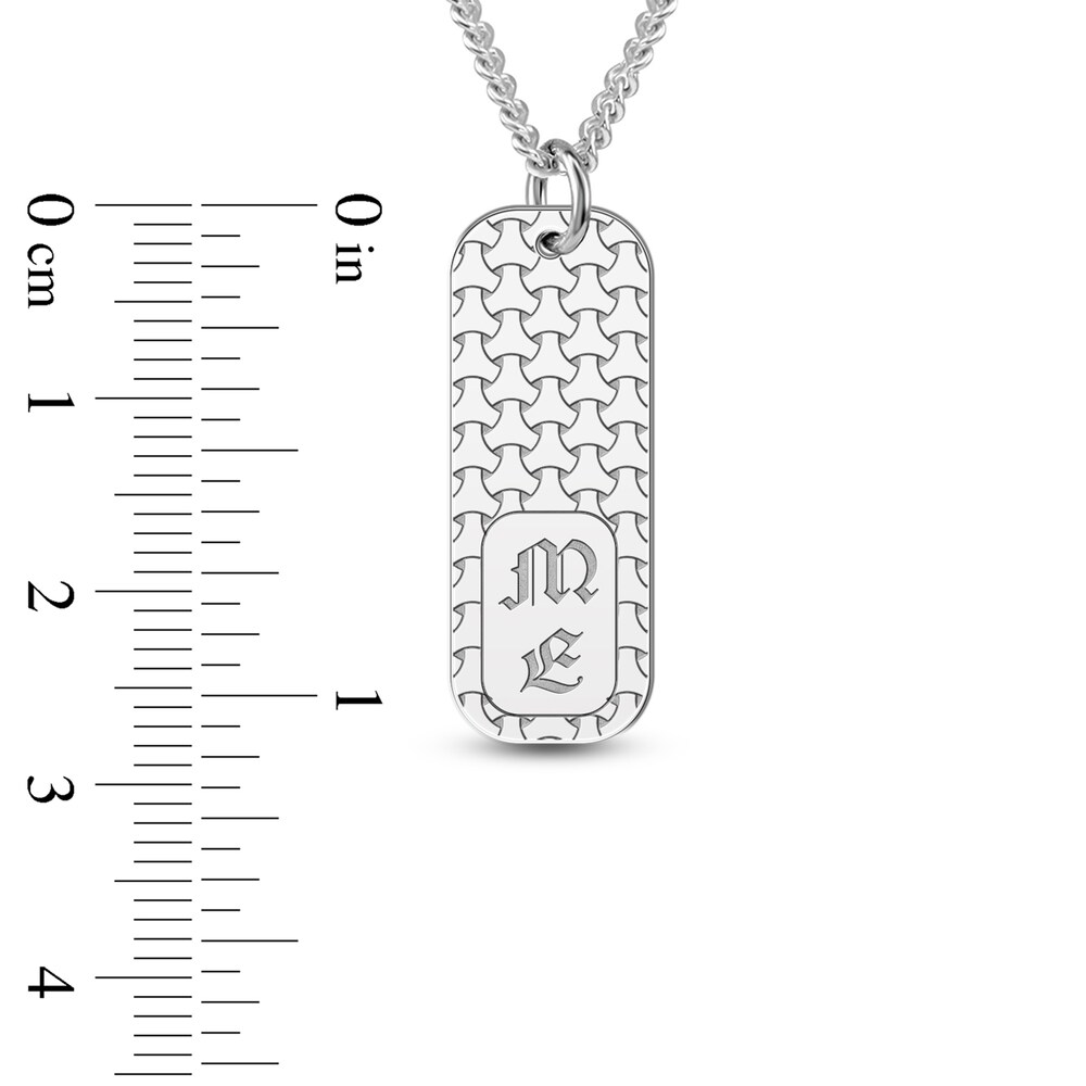 Men\'s Engravable Dog Tag Pendant Necklace Sterling Silver 22\" lE3RzPZ7