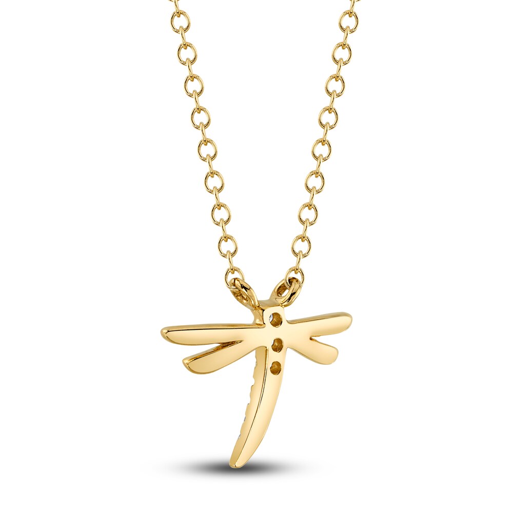 Shy Creation Diamond Accent Dragonfly Necklace Round 14K Yellow Gold 18\" SC55020407V2 lFhrETMM