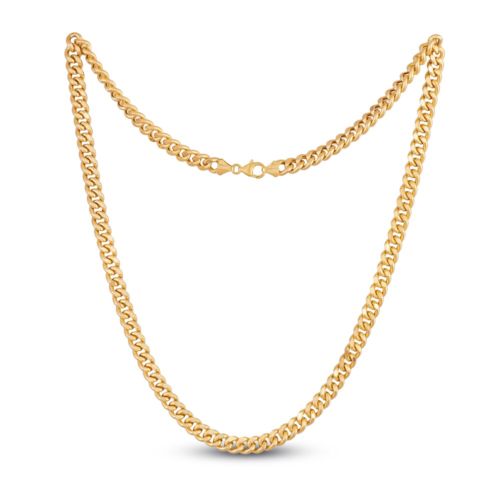 Curb Necklace 14K Yellow Gold 24" 6.8MM lGBG9FiW