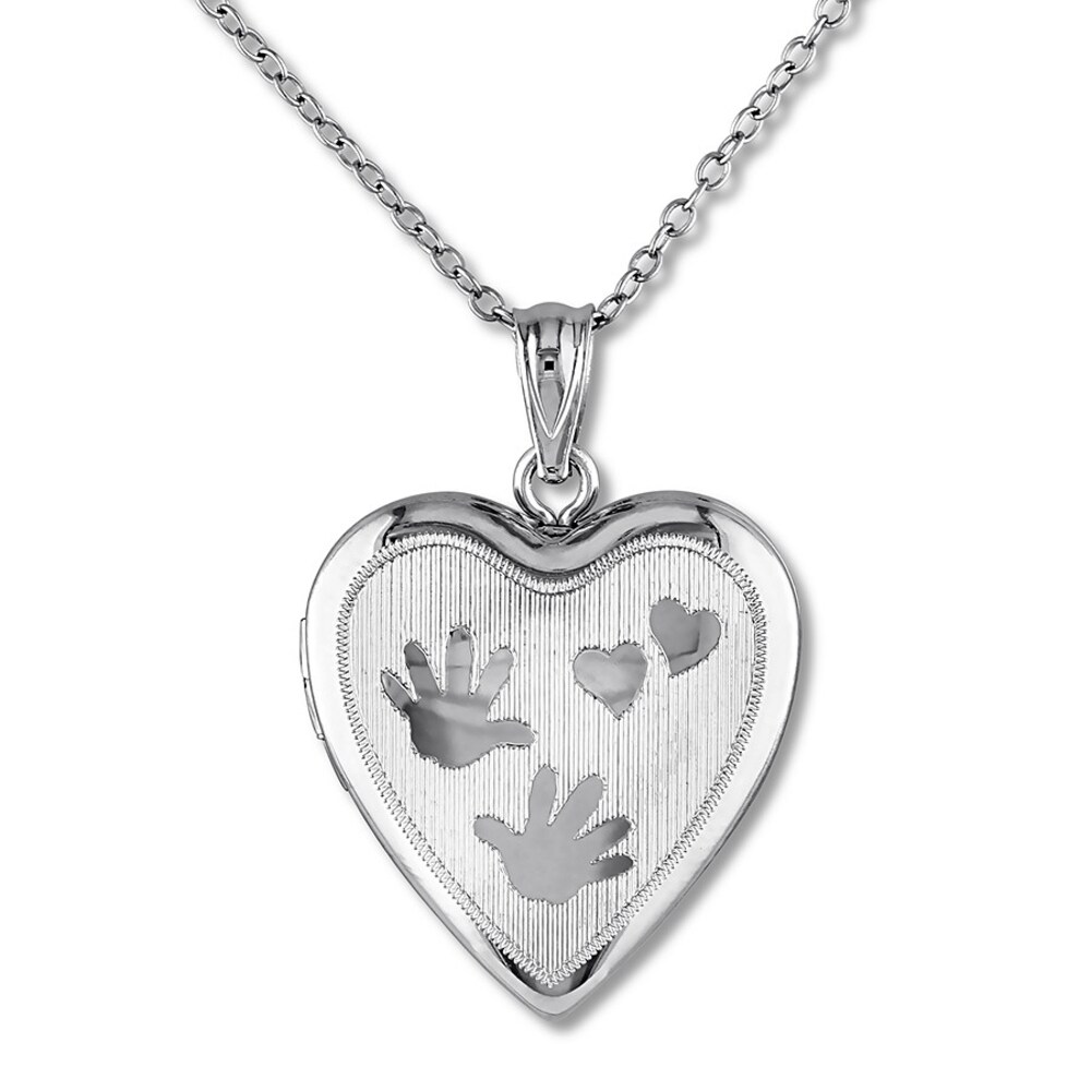 Hand Print Heart Locket Necklace Sterling Silver lILSoPvi [lILSoPvi]