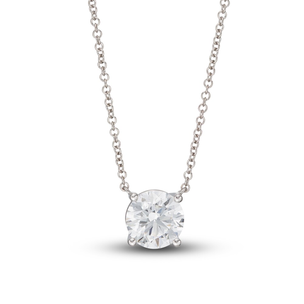 Lab-Created Diamond Solitaire Necklace 1-1/2 ct tw Round 14K White Gold 18" (SI2/F) lM4EUenP