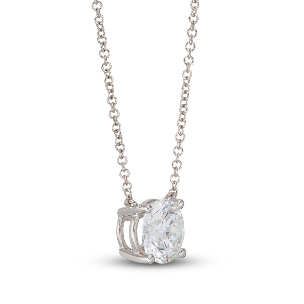 Lab-Created Diamond Solitaire Necklace 1-1/2 ct tw Round 14K White Gold 18\" (SI2/F) lM4EUenP