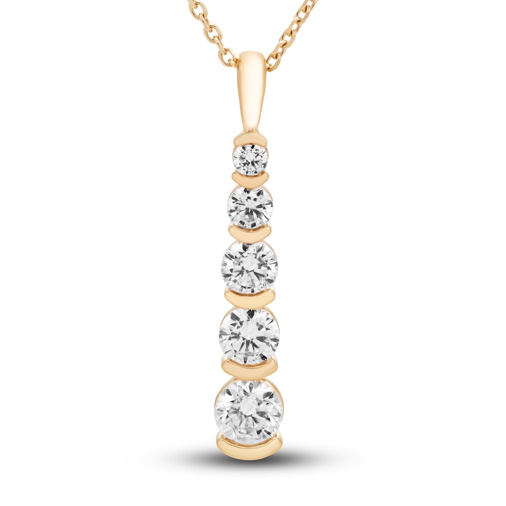 Hearts Desire Diamond 5-Stone Necklace 1 ct tw Round 18K Yellow Gold 18" lQFkCpOV