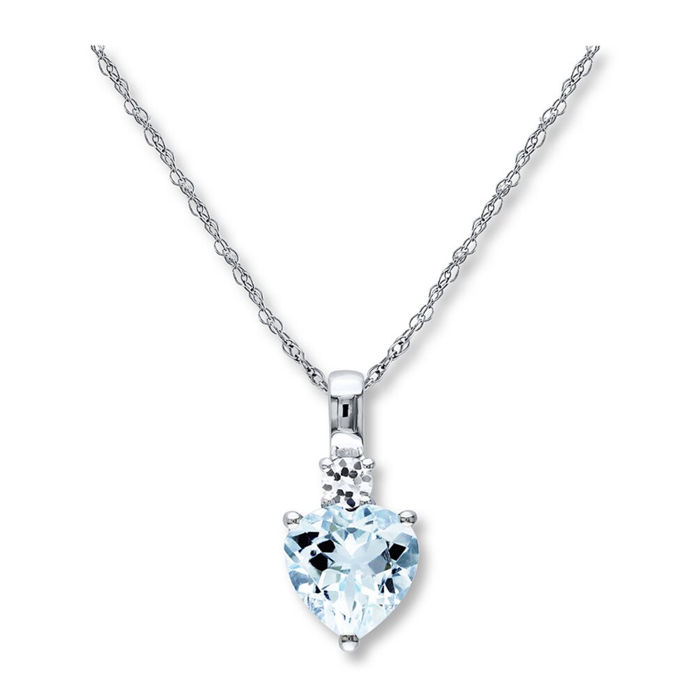 Aquamarine Heart Necklace Lab-Created Sapphire Sterling Silver lRYZuFeI