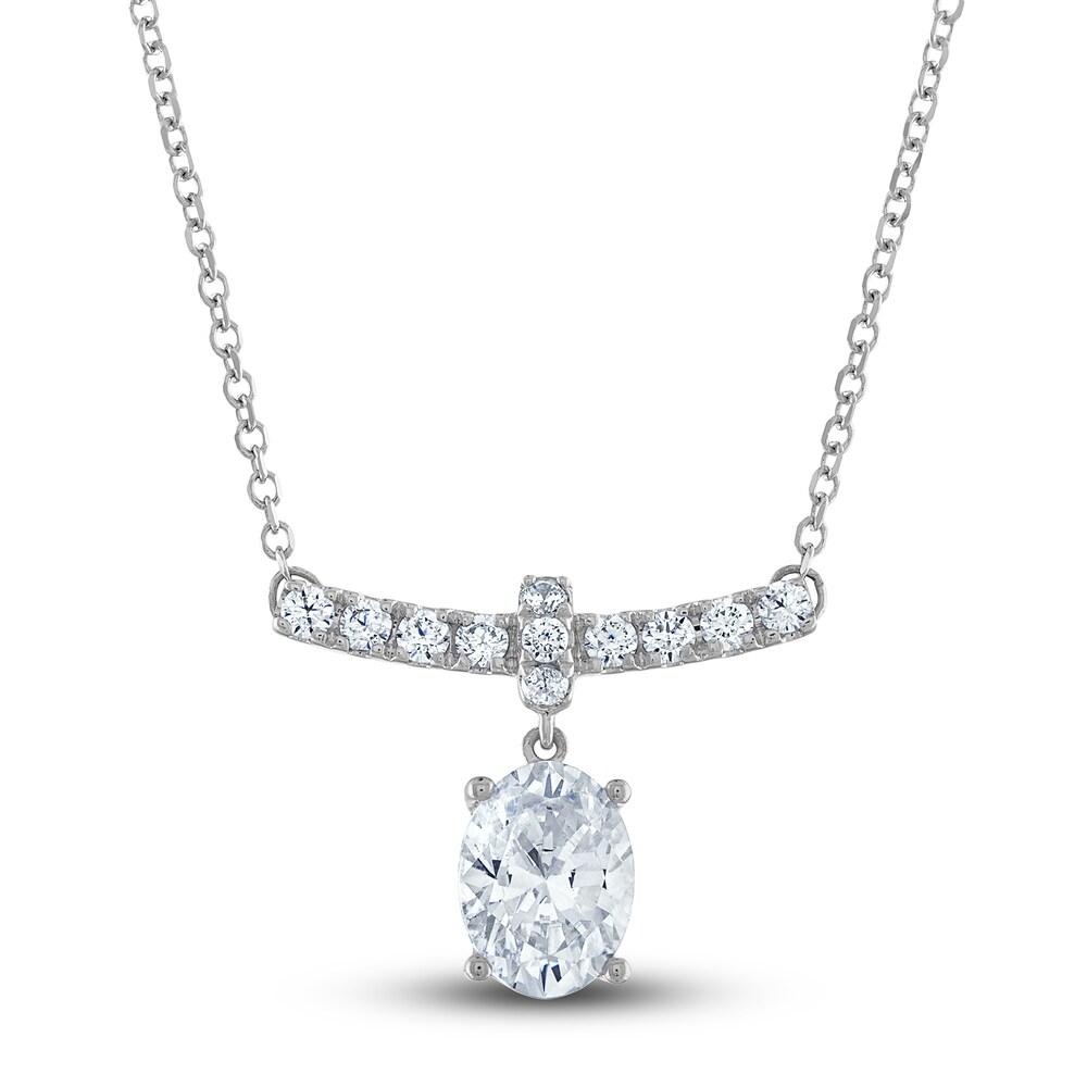 Vera Wang WISH Lab-Created Diamond Necklace 1-1/2 ct tw Oval/Round 14K White Gold 18" lUVBzdPD