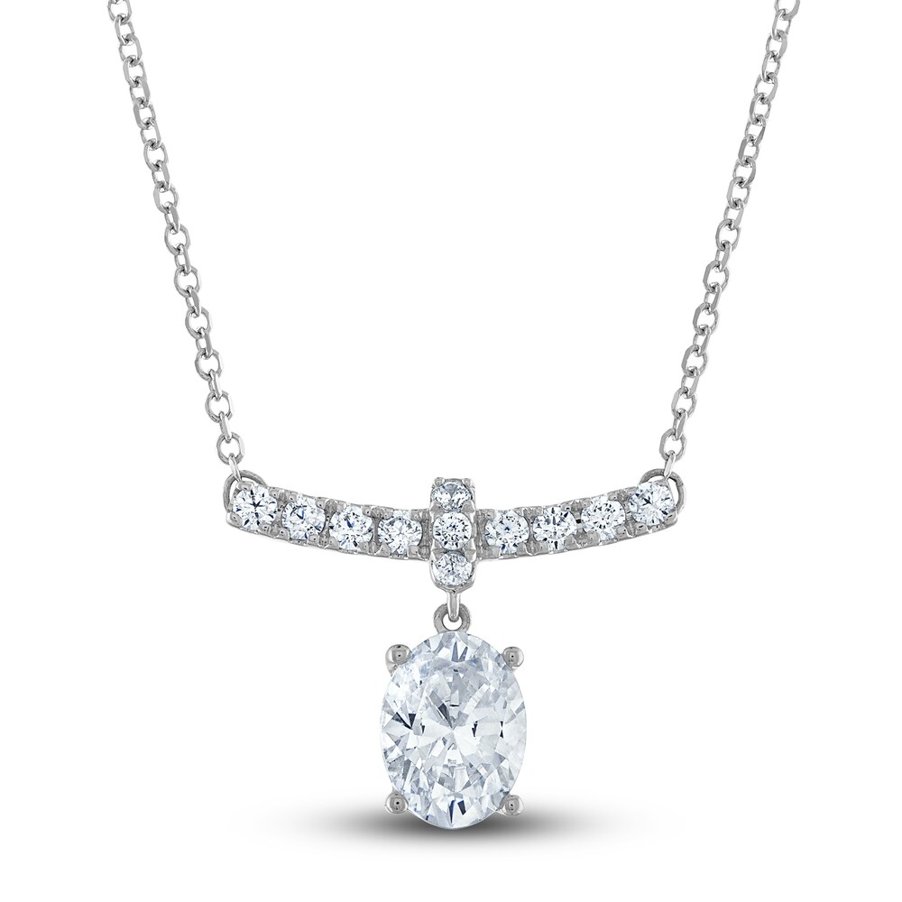 Vera Wang WISH Lab-Created Diamond Necklace 1-1/2 ct tw Oval/Round 14K White Gold 18\" lUVBzdPD