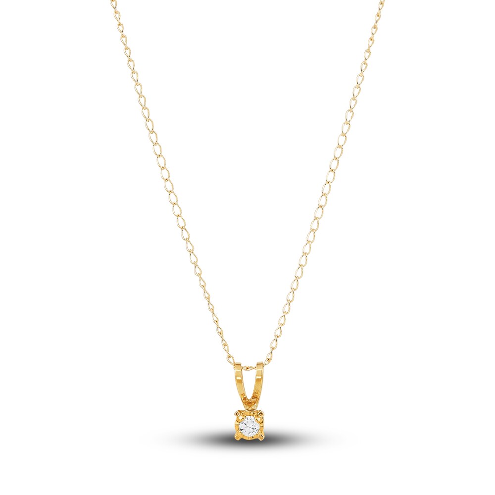Children's Diamond Solitaire Necklace 14K Yellow Gold 13" (I/I3) lf3FTK67