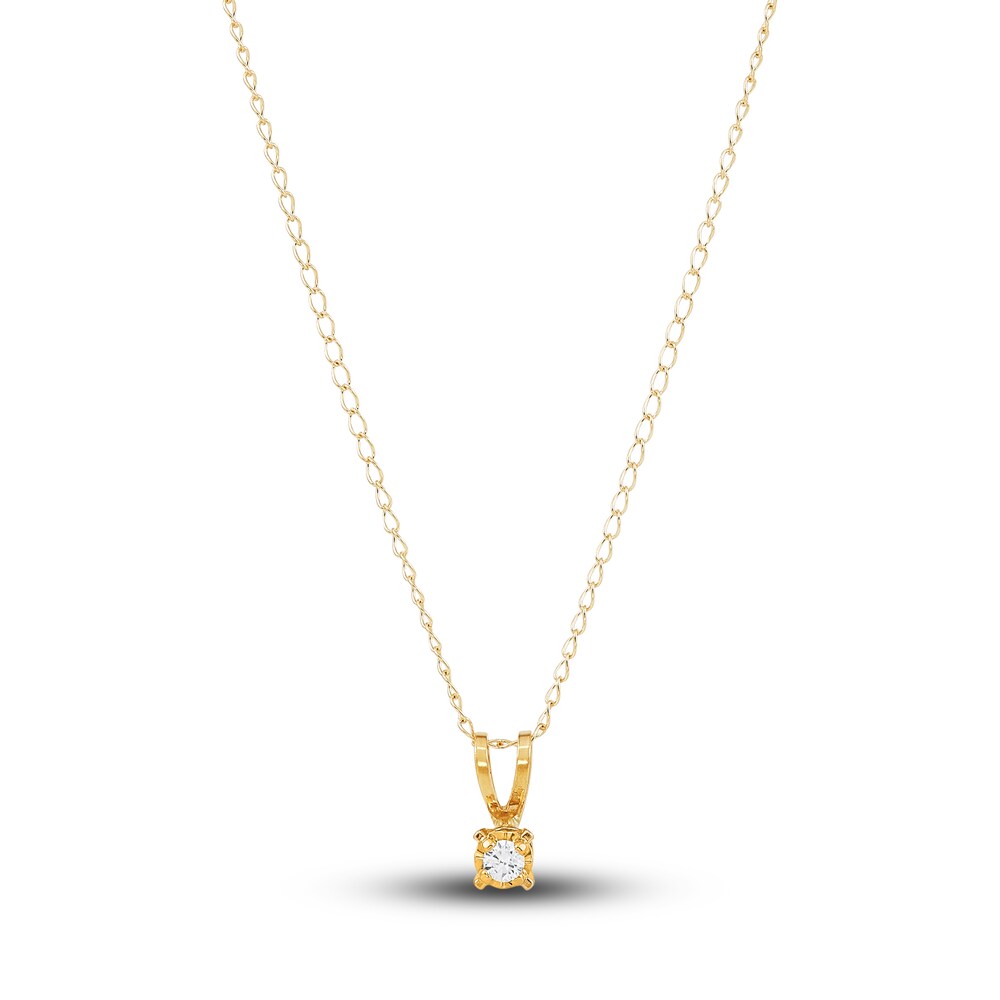 Children's Diamond Solitaire Necklace 14K Yellow Gold 13" (I/I3) lf3FTK67 Children's Diamond Solitaire Necklace 14K Yellow Gold 13" (I/I3) lf3FTK67