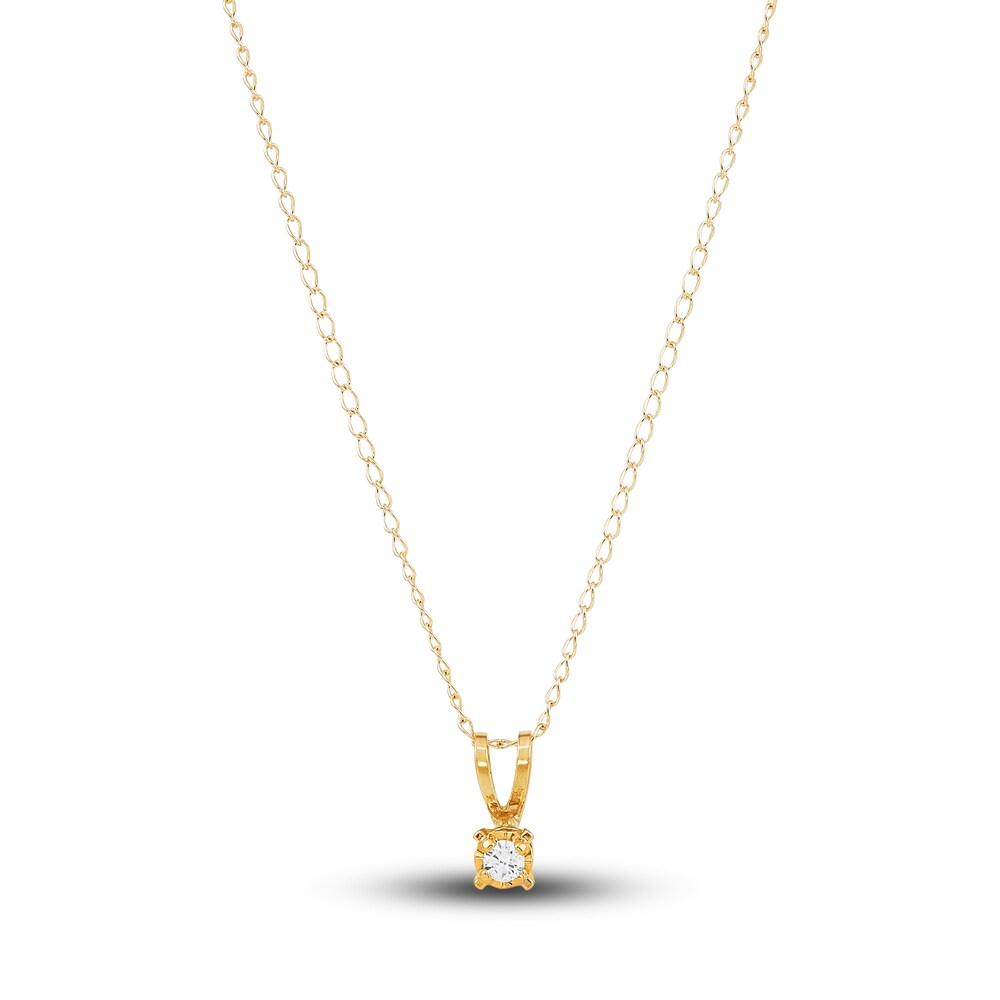 Children\'s Diamond Solitaire Necklace 14K Yellow Gold 13\" (I/I3) lf3FTK67