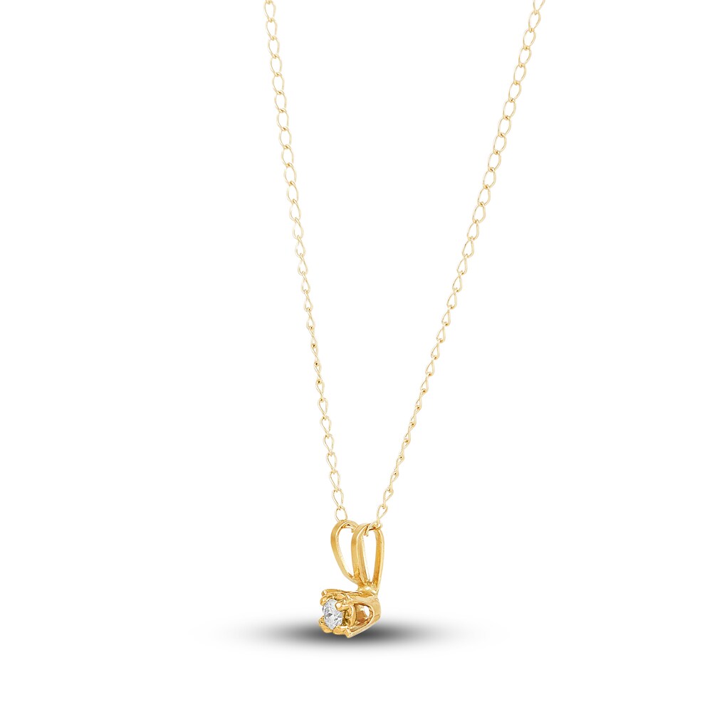 Children\'s Diamond Solitaire Necklace 14K Yellow Gold 13\" (I/I3) lf3FTK67