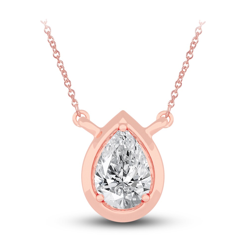 Diamond Pendant Necklace 3/8 ct tw Pear 14K Rose Gold 18" (I1,I) lfRcNLRw