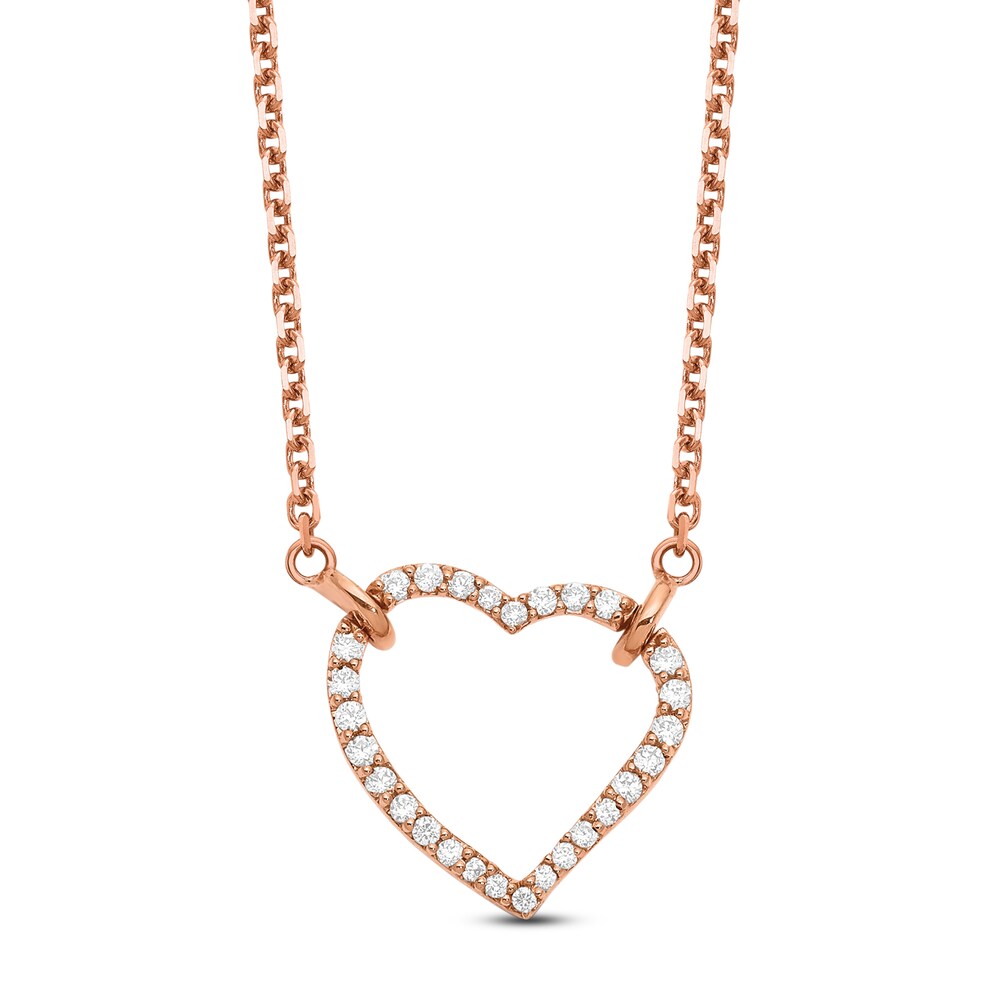Heart Necklace Diamond Accents 14K Rose Gold lh3xYk1g