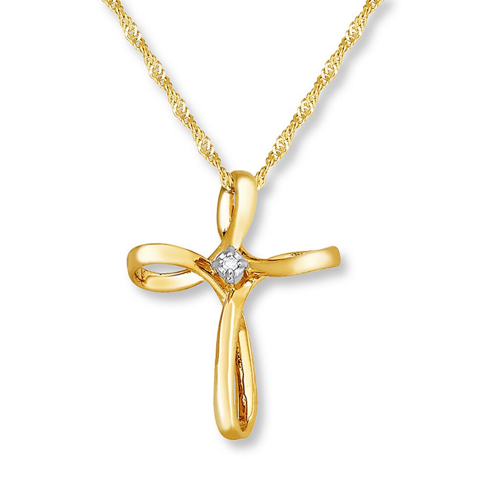 Cross Necklace Diamond Accent 14K Yellow Gold luiGK99D