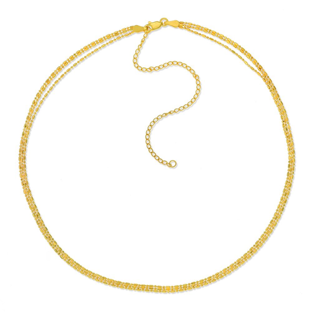 Triple Layer Bead Necklace 14K Yellow Gold 14" m2MVUznQ