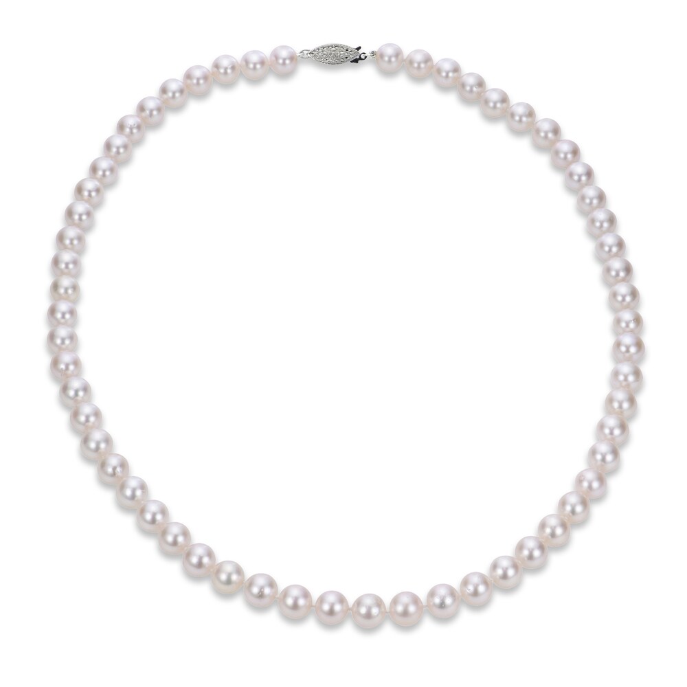 Cultured Akoya Pearl Necklace 14K White Gold 18" m3AVysVg