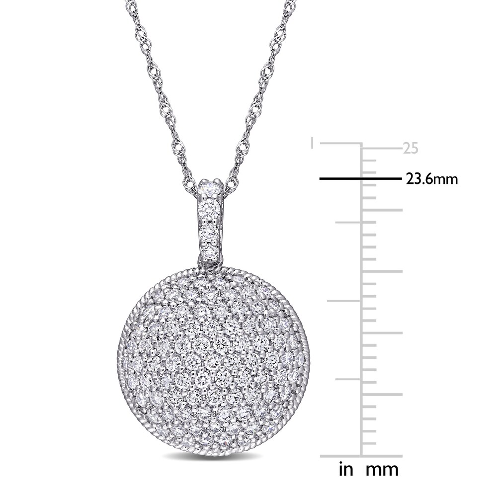 Diamond Circle Pendant Necklace 1-1/8 ct tw Round 14K White Gold 18\" m4lGe8qy
