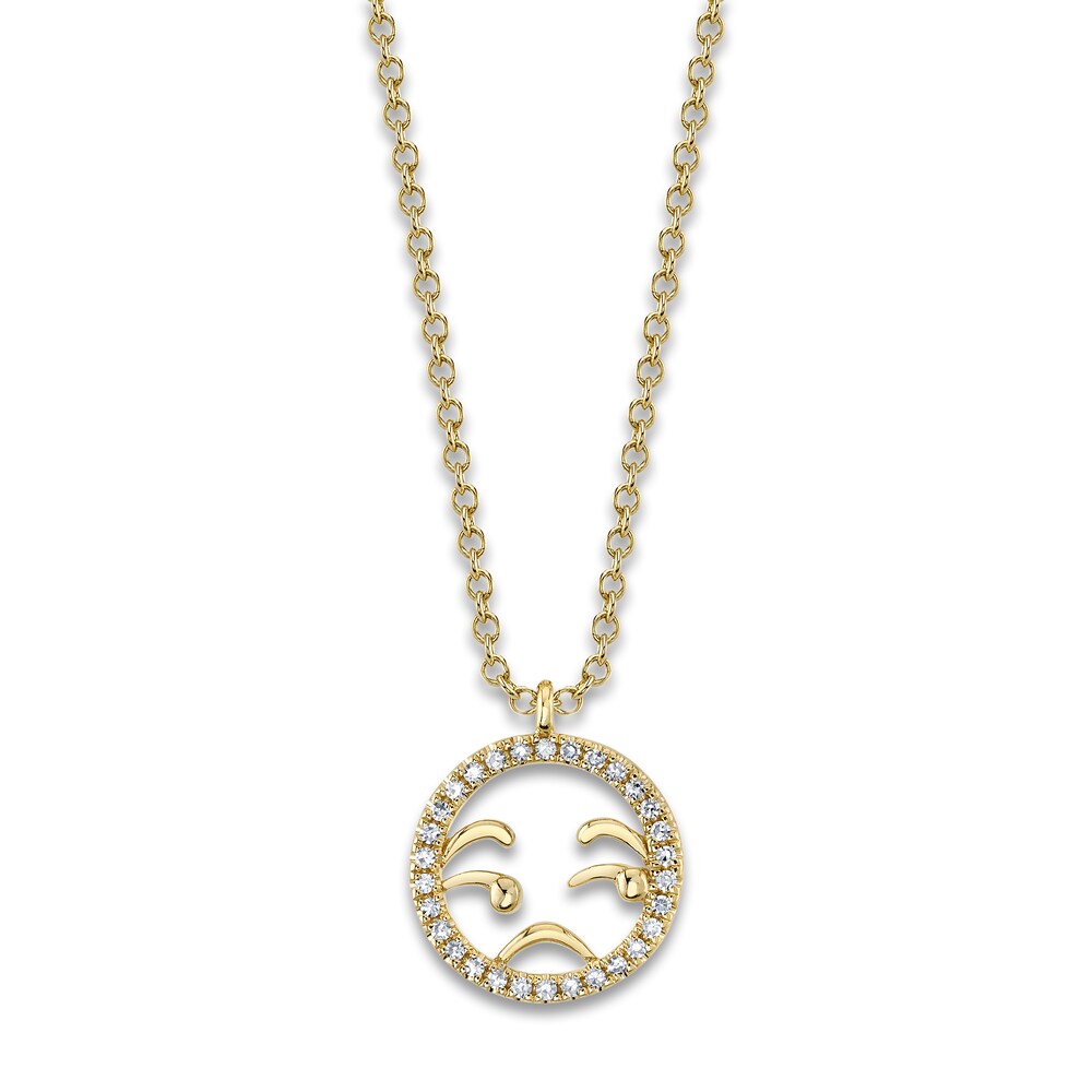 Shy Creation Diamond Emoji Necklace 1/15 ct tw Round 14K Yellow Gold 18" SC55023842 m4whQaem