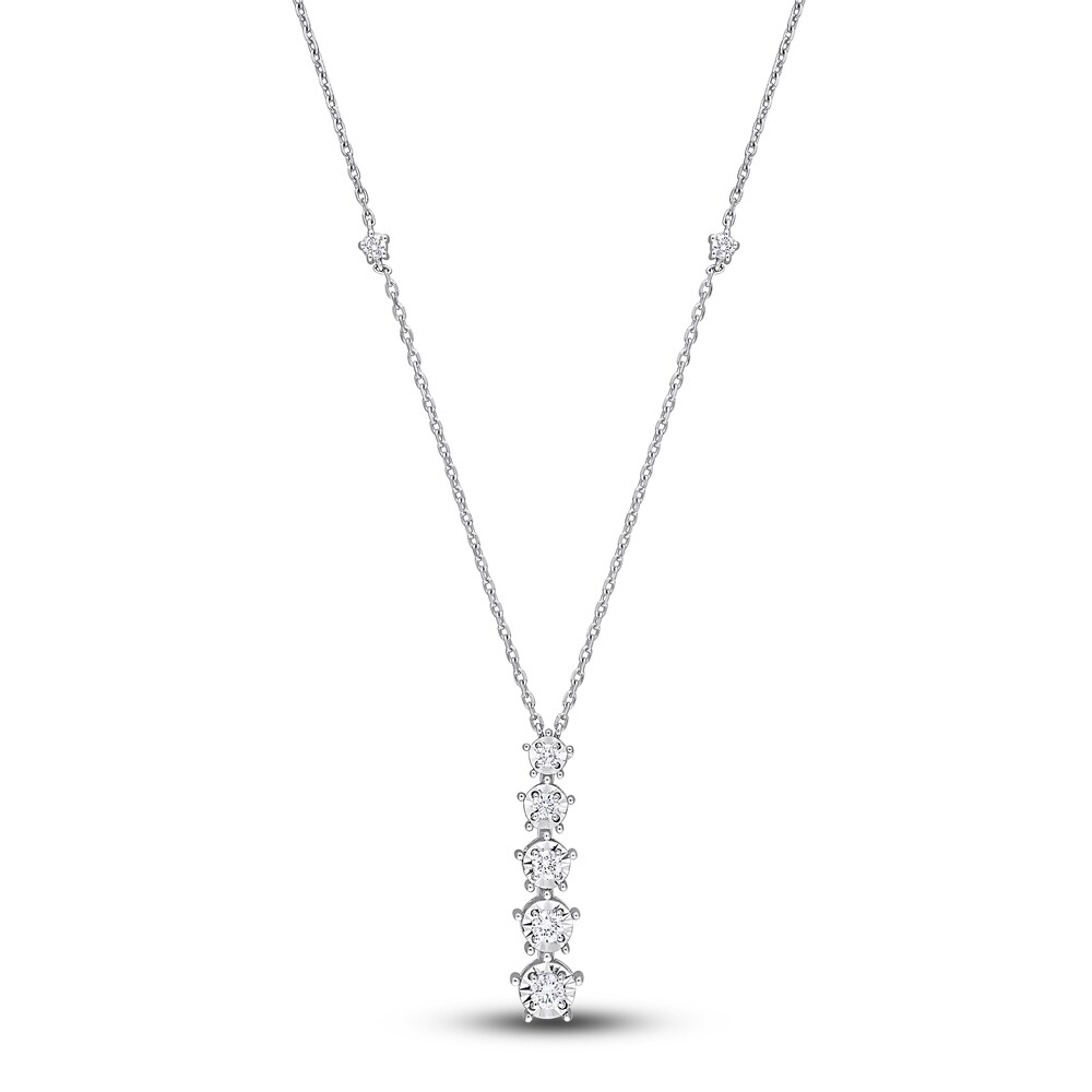 Diamond Lariat Necklace 1/3 ct tw Round 14K White Gold 17" mAFkX3Gj