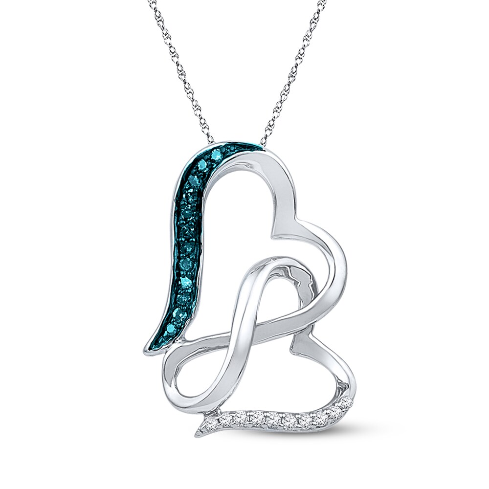 Infinity Heart Necklace 1/15 cttw Blue Diamonds Sterling Silver mEtexRLY