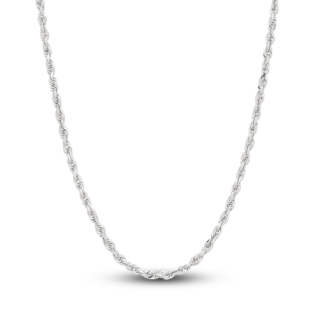 Solid Glitter Rope Necklace 14K White Gold 24\" mPvzRVFm