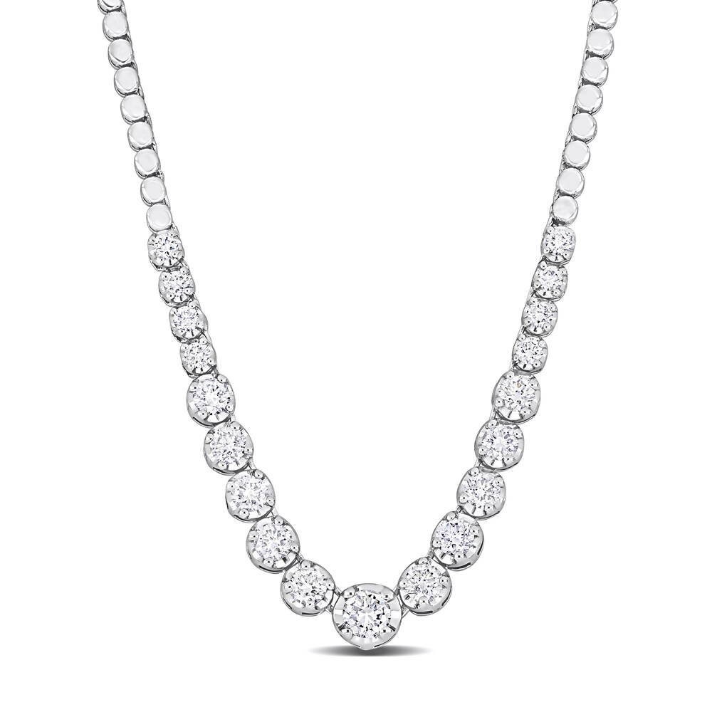 Diamond Tennis Necklace 1-1/3 ct tw Round 14K White Gold 33.5" Adj. mRuBOgLS