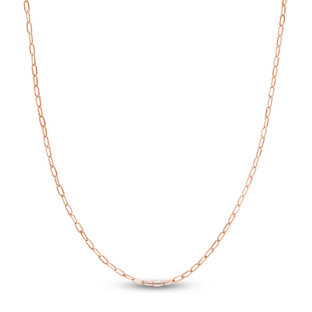 Paper Clip Chain Necklace 14K Rose Gold 18" mWUDeeKE