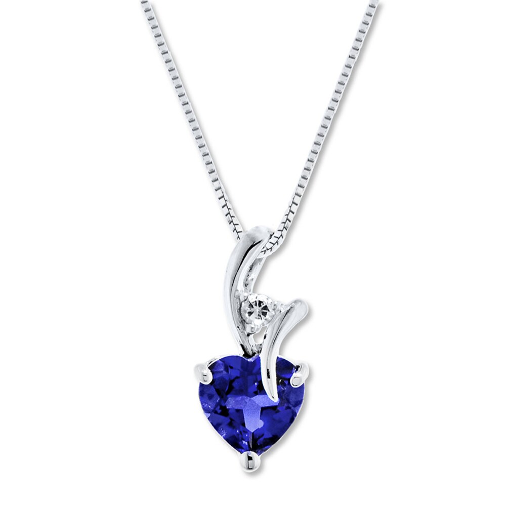 Lab-Created Sapphires Blue & White Necklace Sterling Silver mWcPMmvF