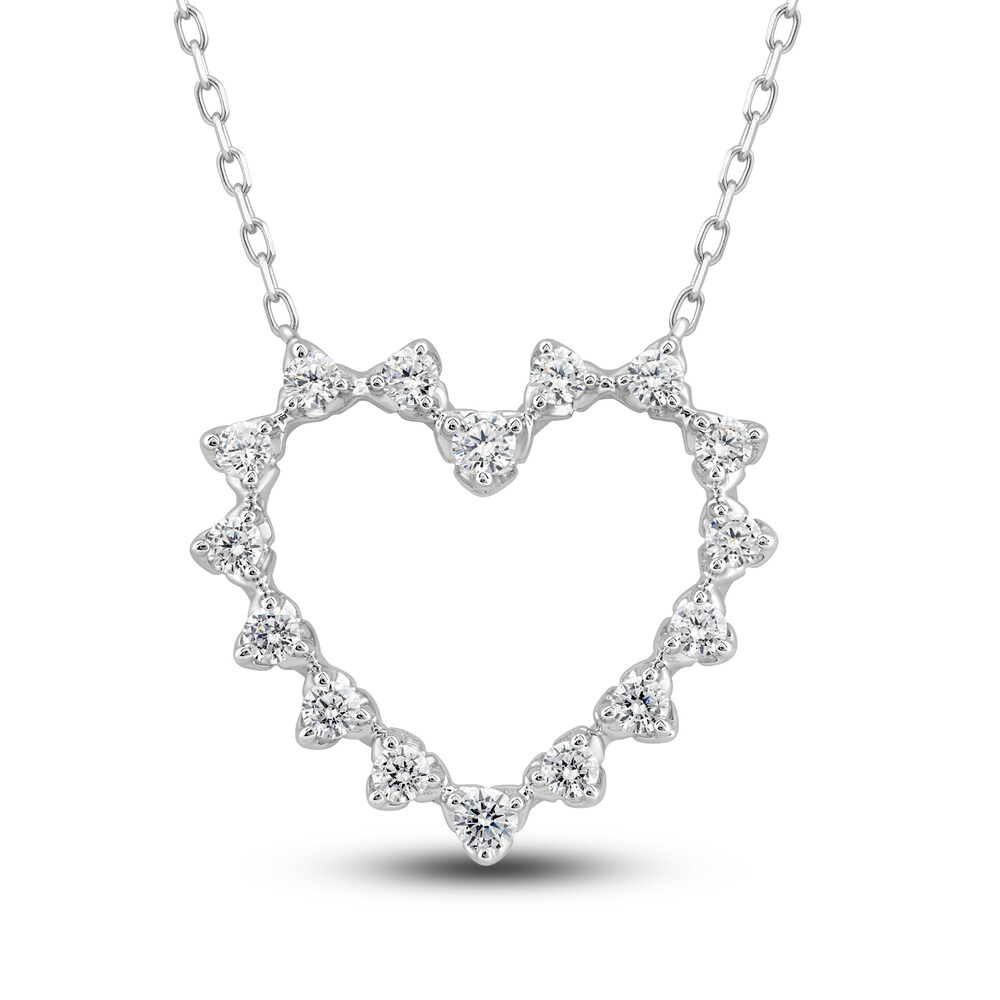 Diamond Heart Pendant Necklace 1/2 ct tw Round 10K White Gold mYwNneFK