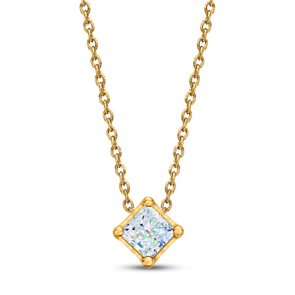 THE LEO First Light Diamond Solitaire Necklace 1/4 carat Princess 14K Yellow Gold 19" (I1/I) mZ9NH4DF