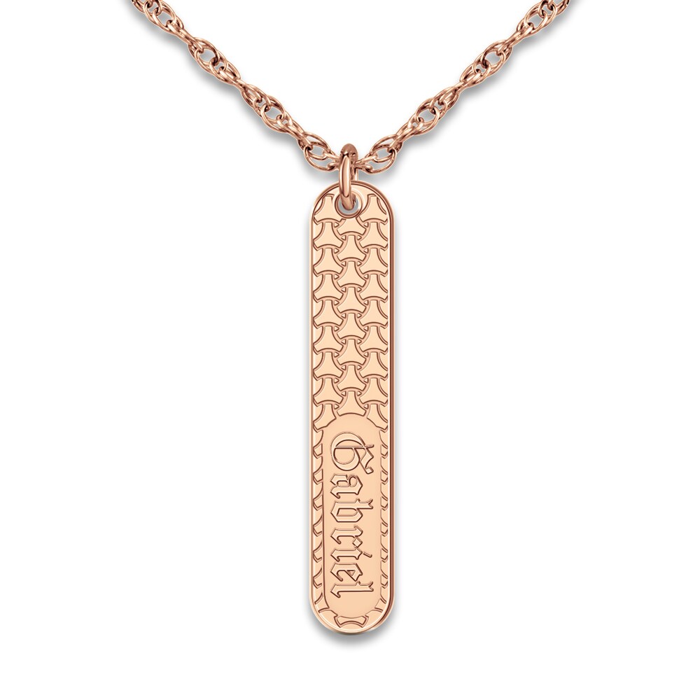 Engravable Pendant Necklace 14K Rose Gold 18" makaJWUO