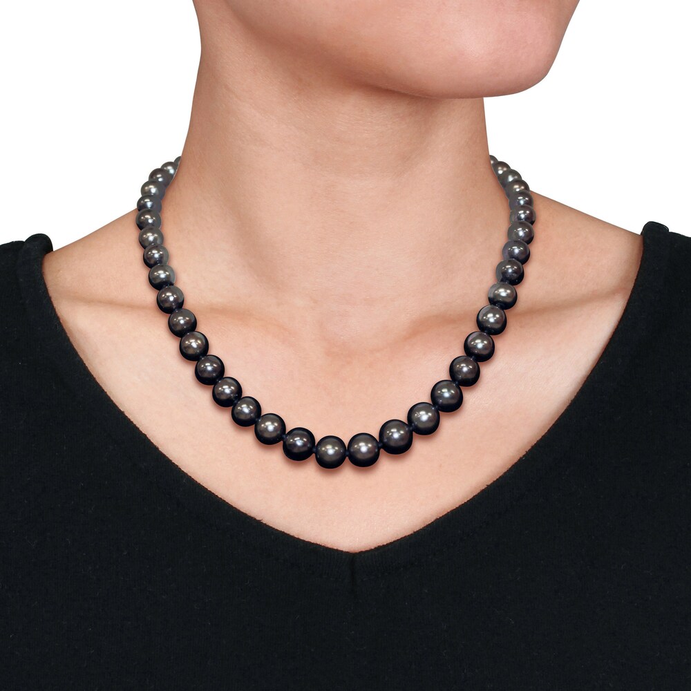 Tahitian Cultured Freshwater Pearl Strand Necklace 14K White Gold meH9hLRn