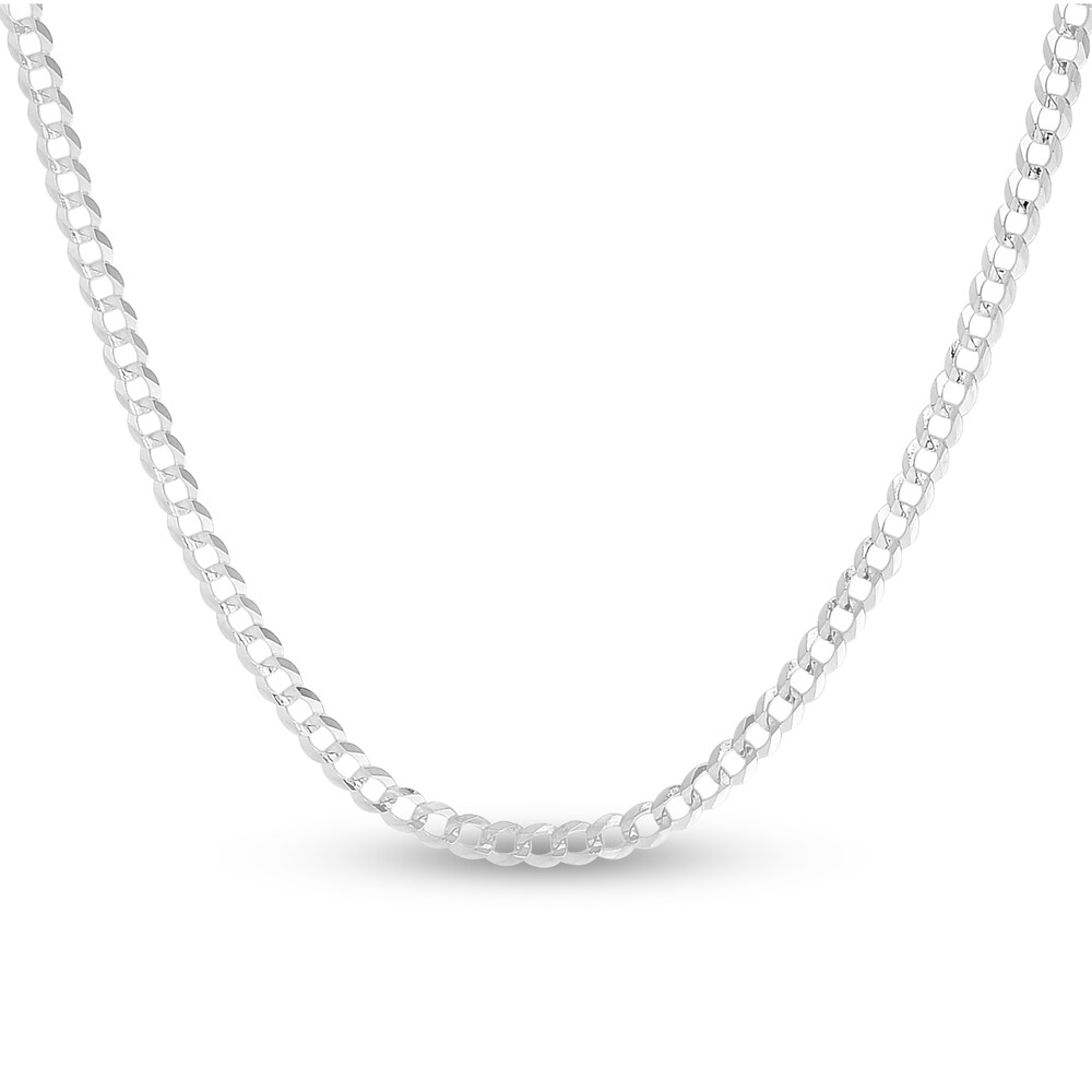 Curb Chain Necklace 14K White Gold 20" mgJhl0Gh