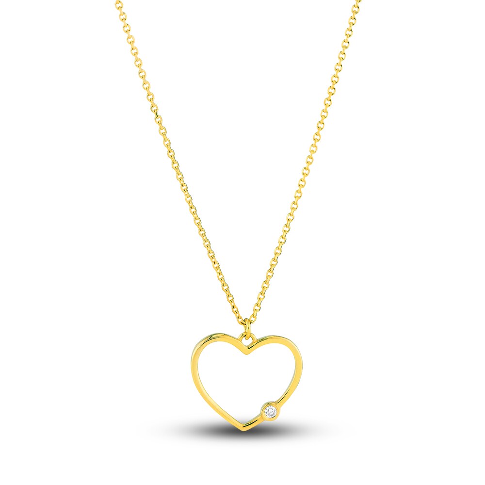 Diamond Heart Necklace Diamond Accent 14K Yellow Gold 18\" mlf9OkL0