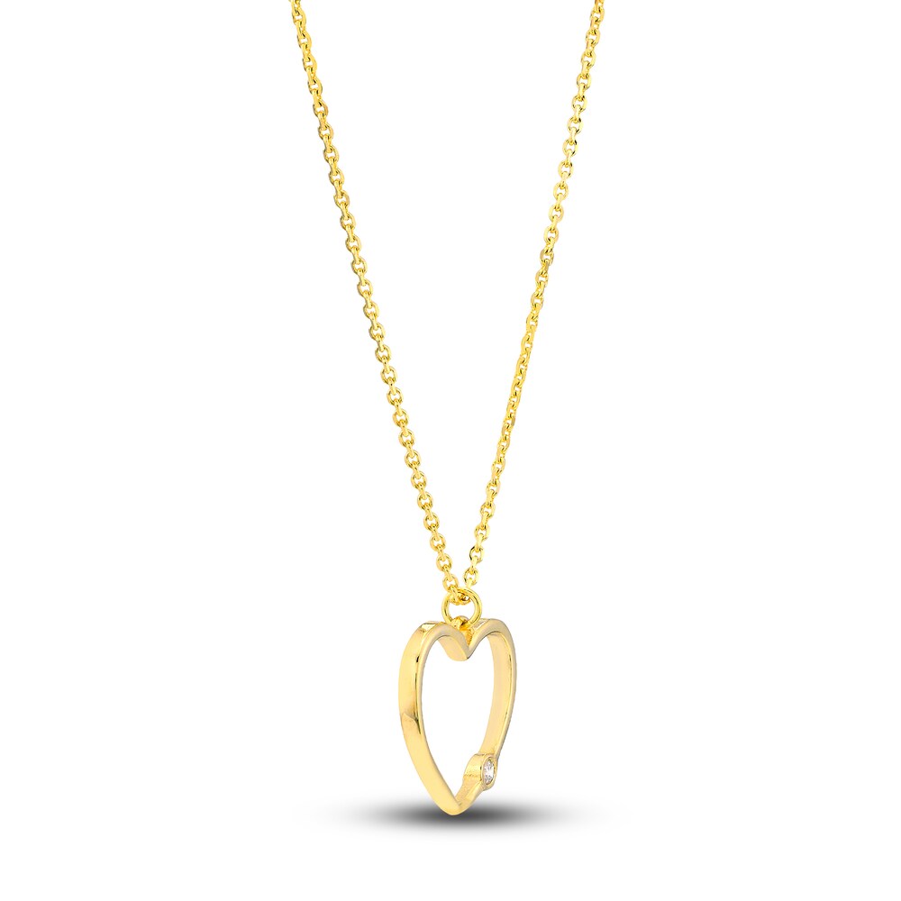 Diamond Heart Necklace Diamond Accent 14K Yellow Gold 18\" mlf9OkL0