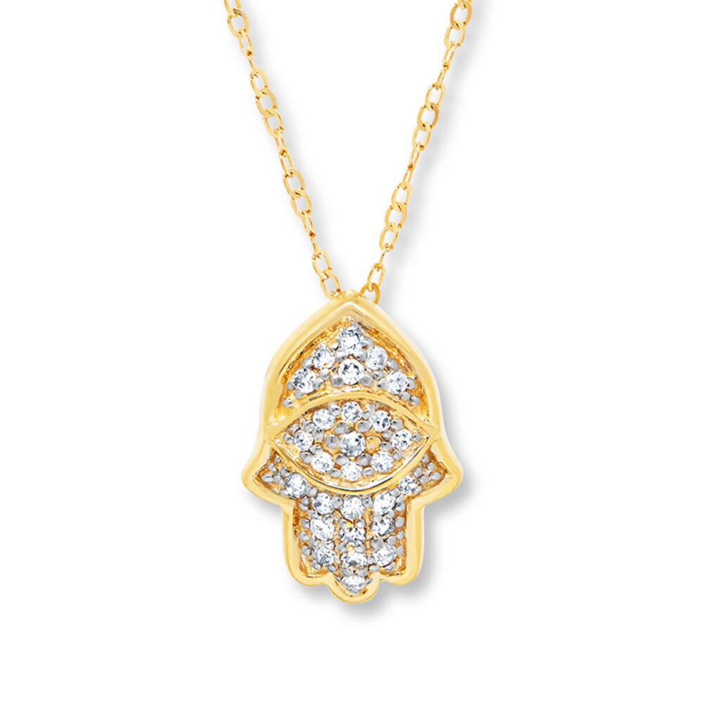 Hamsa Necklace 1/10 ct tw Diamonds 14K Yellow Gold mn3jqxPN