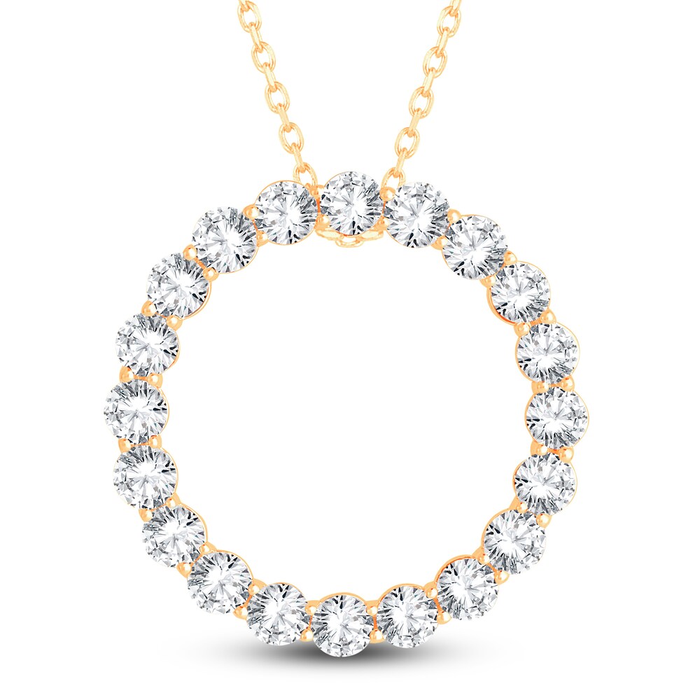Diamond Circle Pendant Necklace 5 ct tw Round 14K Yellow Gold 18" mrUx1YDI
