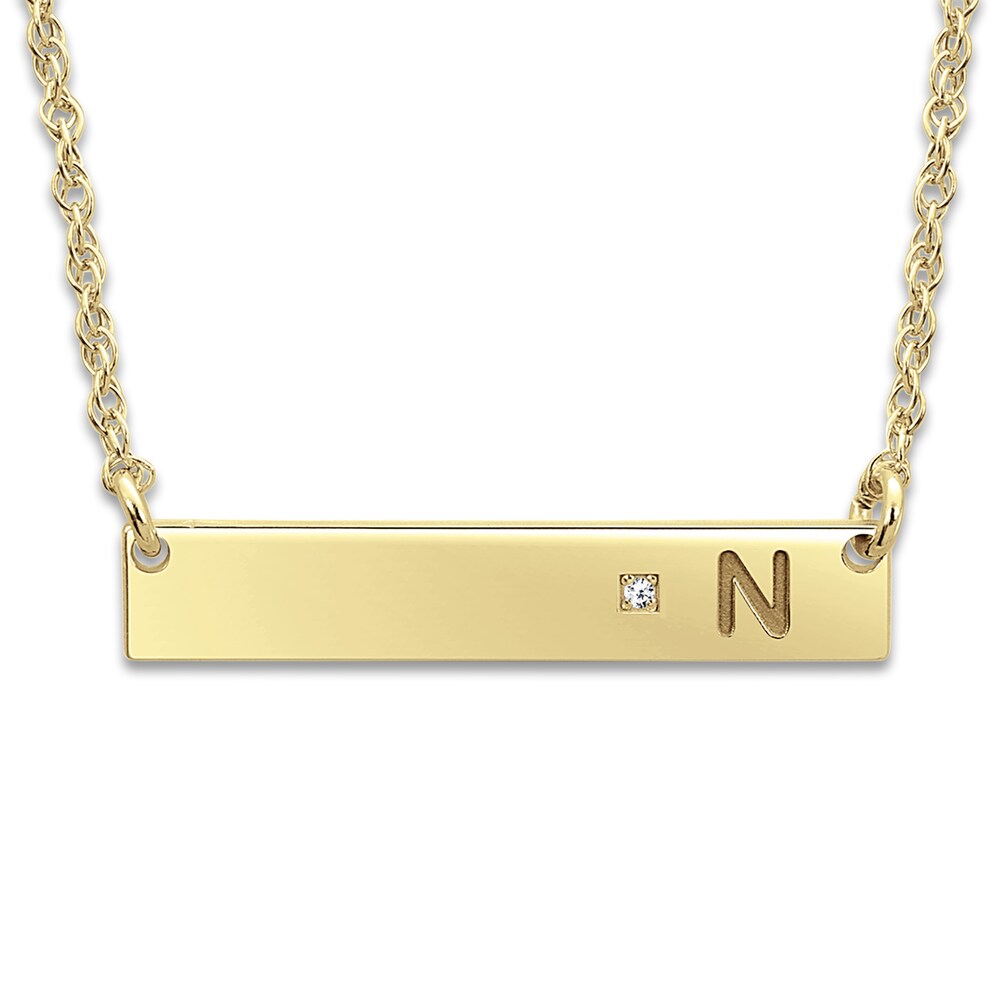 Bar Pendant Necklace Diamond Accent 10K Yellow Gold 18" mzu20fei