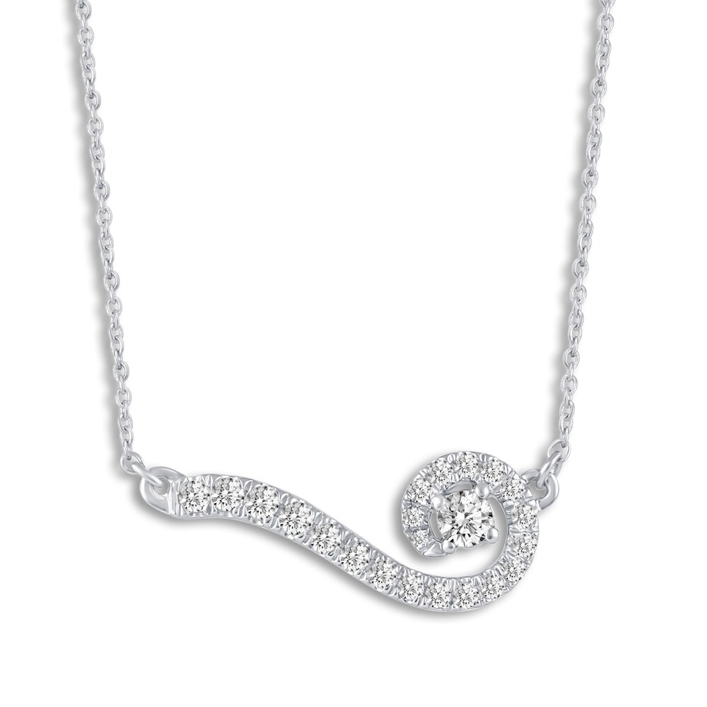 Diamond Swirl Necklace 1/3 ct tw Round 10K White Gold n0QYs97I