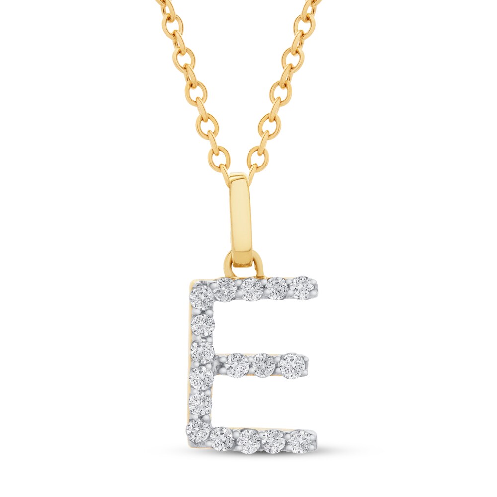 Diamond Letter E Necklace 1/10 ct tw Round 10K Yellow Gold n0mwVKMQ